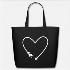 Heart Arrow Symbol Love Power Black Eco-Friendly Tote Bag